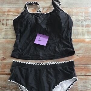 Black and White Bikini with Decorative Trim
